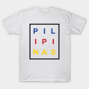 Pilipinas Boxed (Flag Color Black) T-Shirt